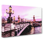 Big Box Art Pont Alexandre III Bridge in Paris France Canvas Wall Art Framed Picture Print, 30 x 20 Inch (76 x 50 cm), Pink, Lavender, Black, Plum