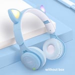Casque sans fil Oreille de chat avec micro Blue-tooth Glow Light Stereo Bass Casques Enfants Gamer Girl Gifts PC Phone Gaming Headset-Bleu sans boîte