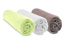 Lot de 3 Draps Housse 70x140 cm Lit Bébé Lit Enfant 70 x 140 | Bambou Hypoallergenique | Anis Blanc Taupe | Extensible| Sommeil sain | Marque Easy Dort | Certifié Oeko-Tex | Fabriqué en Europe