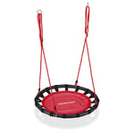 Relaxdays Balançoire nid d'oiseau rond 80 cm à suspendre panier enfant adulte jardin extérieur 100 kg , rouge