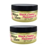 2x Shine N Jam Black Castor & Flaxseed Oil Styler Gel 8oz