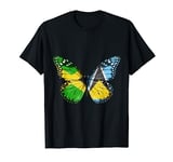 Jamaican St Lucian Flag Butterfly T-Shirt