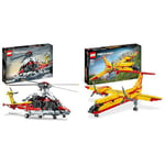 LEGO 42145 Technic L’Hélicoptère de Secours Airbus H175, Jeu de Construction Éducatif & 42152 Technic L’Avion de Lutte Contre l'Incendie, Jouet Pompier à Construire