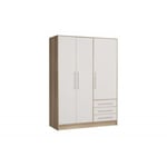 Armoire dressing 145 cm 3 portes blanc décor chêne clair - FARO