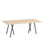 HAY - Loop Stand Table Deep blue powder coated steel frame L200 x W92,5 x H74 Clear lacquered oak tabletop Water-based lacquered oak edge - Matbord - Leif Jørgensen - Blå - Metall/Trä