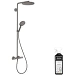 Colonne de douche thermostatique Hansgrohe Raindance Select s 240 noir chromée brossée + nettoyant Briochin