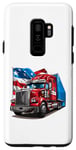 Coque pour Galaxy S9+ Camion conducteur patriotique drapeau USA rouge blanc et bleu camions fourgon