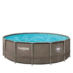 FUNSICLE, Piscine Tubulaire, Hors Sol, Ronde Ø 4,57M X H1,22M, Modèle Oasis, Livrée avec Épurateur, Échelle, Kit d'entretien, Bâche et Tapis de Sol, Couleur Marron Tressé