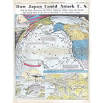 Burke How Japan Could Attack US 1937 Map Art Print Canvas Premium Wall Decor Poster Mural