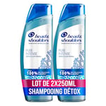 Head & Shoulders Pure Intense Détox Du Cuir Chevelu Shampooing Antipelliculaire 2x250 ml, Aux Minéraux Marins, Pour Cuir Chevelu Gras, Jusqu’à 100 % des pellicules éliminées