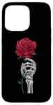 Coque pour iPhone 15 Pro Max Main squelette rose rouge fleur esthétique fleur rouge Saint-Valentin