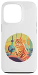 iPhone 13 Pro Cute Fit Orange Cat Sitting on Gym Lifting Bench Case