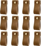 poignées en cuir pour meubles, 12pcs poignee meuble, poignee de porte pour armoire bouton placard garde-robe, anti-collision, poignée de porte en cuisine,chambre, comprend écrous vis, café