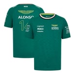 Aston Martin F1 Team Officiell Fernando Alonso T-shirt Grön 2024 Herr Toppar Kortärmad M