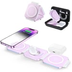 ZUMSEY 3 in 1 Foldable Travel Wireless Charger for iPhone/Apple Watch/AirPods, Apple Wireless Charging Station for iPhone 16/15/14/13/12, iWatch Charger for iWatch 10/9/Ultra 2/8/7/6/SE/5/AirPod