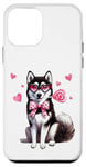 Coque pour iPhone 12 mini Chien Husky Sibérien Saint Valentin Chien Maman Papa Candy Sucker