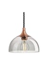 Chelsea Tinted Glass Dome Pendant, 8 Inch, Smoke Grey, Copper Holder