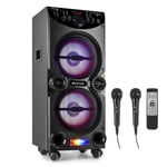 Portable Karaoke Machine Bluetooth Speaker Set with Microphones and Party Lights