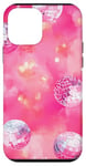 Coque pour iPhone 12 mini Aquarelle rose tropical rétro Lucky Disco 8 Ball Pattern