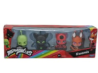 BANDAI Miraculous Ladybug And Cat Noir Kwami Surprise 4 Pack | 4 Kwami Figurines Inside | Mystery Kwami Miraculous Toys Collect Them All | Miraculous Kwami Figures With Jewels For Play And Display