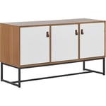 Beliani - Commode Buffet Effet Bois Clair avec 3 Compartiments à Portes Blanches Meuble de Rangement Élégant pour Intérieur Moderne et Traditionnel