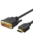 CableCreation Câble DVI vers HDMI, 1,5 m, connecteur HDMI bidirectionnel vers DVI mâle (24+1), adaptateur HDMI DVI pour Raspberry Pi, Roku, Xbox, One, ordinateur portable, Blue-Ray, prise en charge