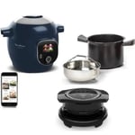 MOULINEX COOKEO+ Multicuiseur Bleu, Haute pression, Cuve 6L, 6 modes de cuisson + Couvercle Extra Crips