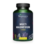 Vegavero Advanced Multi Magnesium Complex | with 4X Chelated Magnesium: Citrate, Bisglycinate, Malate & Taurate | and Vitamins B6 & B2 for Superior Absorption | 180 Vegan Capsules | NO Additives