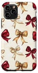 Coque pour iPhone 11 Pro Nœud De Ruban Doré Crème Marron Coloré Esthétique