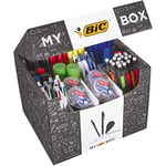 My BIC Box Boîte de 124 Produits d'Ecriture - 75 Stylos-Bille, 24 Porte-Mines, 8 Rubans Correcteurs, 7 Marqueurs, 8 Surligneurs et 2 Bâtons de Colle Blanche (21gr)