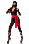 Generique - [Number] Costume de Ninja séduction pour Femme Asiatique, Noir/Rouge, L/XL (56)