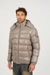 Brave Soul Mens Taupe Hooded Padded Puffer Jacket With Detachable Hood - Size Medium