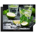 KitchenYeah© Protection Plaque Induction 77x59 cm Protege Deco Cuisine Cache Protège De Cuisson Accessoires Cocktail - Mojito - Vert - Menthe