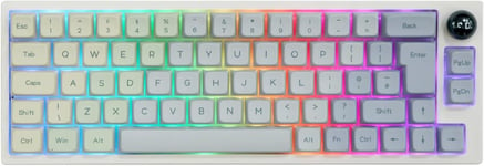 TH66 Pro ISO UK Disposition 65% Hot Swapable RGB 2,4 GHz/Bluetooth 5.0/Clavier de Jeu mécanique Filaire avec Touches MDA PBT et Bouton de contrôle pour Mac/Win (Monet, Budgerigar Switch)