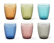 Excelsa Ginkgo Lot de 6 verres à eau, verre coloré en pâte, capacité 300 ml.