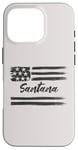 Coque pour iPhone 16 Pro Santana – Nom personnalisé, étoiles et rayures, drapeau des États-Unis