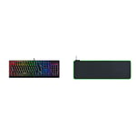 Razer BlackWidow V3 (Green Switch) - Mechanical Gaming Keyboard | Black & Goliathus Extended Chroma - Soft Extended Gaming Mouse Mat with Chroma RGB Lighting, Black