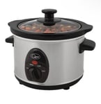 Quest Slow Cooker 1.5L Compact Stainless Steel 20W 3 Temperature Settings