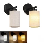 Modern Vägglampa Set med 2 Cylindrisk Beige Tyg Skärm Vägglampa Inomhus Vägglampa För Vardagsrum Matsal Sängläsning