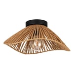 EGLO Lampe de plafond Lavister, plafonnier de style japonais, éclairage de salon en métal noir et papier enroulé naturel, certifiée FSC, douille E27, Ø 39 cm