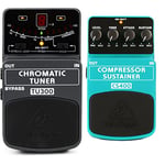 Behringer TU300 Chromatic Guitar/Bass Tuner & COMPRESSOR/SUSTAINER CS400 Ultimate Dynamics Effects Pedal,Green