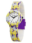 Hip Hop Woman Logania Watch Logania Mono -Color Bianco Movement Movement Mouvement - 3h Quartz et Slicone Strap avec Tissu Multicolore HWU1148