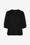 Vero Moda Curve - Blus vmcMye 3/4 Top Wvn Btq GA Cur - Svart