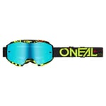 O'NEAL | Lunettes de vélo et de motocross | MX MTB DH FR Freeride | Verre anti-rayures avec traitement anti-buée, protection 100% UV | B-10 Attack V.24 Goggle | Unisexe | Noir Néon Jaune Bleu | One Size