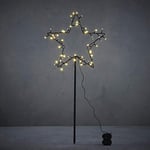 Luca Lighting - Garden Stake Star Black Classic White 60led with Outdoor Battery Box IP44 8 and Timer - h90xd39cm