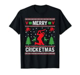 Ugly Christmas Sweater Cricket Game Lovers Merry Cricketmas T-Shirt