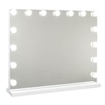 Flamingueo Miroir Coiffeuse - Miroir LED 15 Lumières, Miroir Maquillage Lumineux 3 Modes, Miroir Hollywood, Contrôle Tactile, Miroir Lumineux (Blanc)