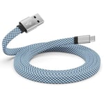 Magtame USB C Cable, 5ft Magnetic USB A to USB C Cable, Coiled USB C Charger Cable, Flat Type Fast Charging Charging Cord Compatible with Samsung for USB C Device for Pad, Blue