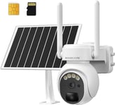 Camera Exterieur sans Fil Solaire 4G,Camera de Surveillance sans Internet,Camera Carte Sim,Audio 2 Voies,2K,Alarme de D?tection de Mouvement,Vision Nocturne en Couleur,?tanche