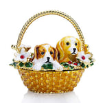 YU FENG Panier à fleurs pour chiot, boîte à bijoux à charnière avec strass peints émaillés, boîte à bijoux de collection pour figurine de chien